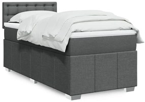 vidaXL Κρεβάτι Boxspring με Στρώμα Σκούρο Γκρι 90x200 εκ. Υφασμάτινο