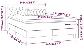 vidaXL Κρεβάτι Boxspring με Στρώμα Σκούρο Καφέ 140x190 εκ. Υφασμάτινο