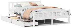 vidaXL Σκελετός Κρεβ. Χωρίς Στρώμα Λευκό 150x200 εκ Μασίφ Πεύκο