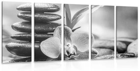 Διαλογισμός εικόνας 5 μερών Σύνθεση Zen σε ασπρόμαυρο - 100x50
