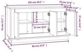 Μπουφές Γυαλιστερό Λευκό 102x35x55 εκ. από Επεξεργασμένο Ξύλο - Λευκό