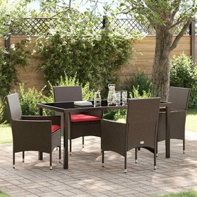 vidaXL Σετ τραπεζιού και καρέκλας 5 pcs Καφέ Ράτα PE