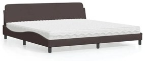 Κρεβάτι με Στρώμα Σκούρο Καφέ 200x200 εκ. Υφασμάτινο - Καφέ