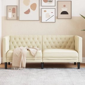 VidaXL Καναπές Διθέσιος Chesterfield Κρεμ από Συνθετικό Δέρμα