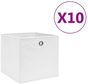 vidaXL Κουτιά Αποθήκευσης 10 τεμ. Λευκά 28x28x28 εκ. Ύφασμα Non-woven