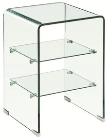 GLASSER Κομοδίνο Clear  2 Ράφια - Γυαλί 10mm / 5mm  40x40x60cm [-Clear-] [-Bent Glass - Γυαλί-] ΕΜ729,1