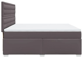 Κρεβάτι Boxspring με Στρώμα Γκρι 200x200 εκ. Συνθετικό Δέρμα - Γκρι