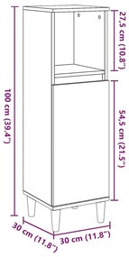 Ντουλάπι μπάνιου Δρυς τεχνίτης 30x30x100 cm Κατασκευασμένο ξύλο - Καφέ