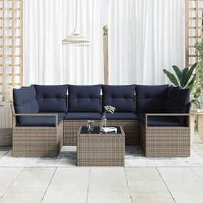 vidaXL Σετ Καναπέ 7 pcs Γκρι και Μπλε συνθετικό ρατάν