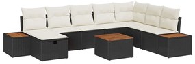 vidaXL Σετ Καναπέ Κήπου 9 pcs Μαύρο 55 x 62 x 69 εκ Πολυ ράταν