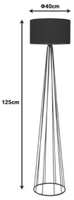 Φωτιστικό δαπέδου Florencia pakoworld Ε27 μαύρο ύφασμα-μέταλλο Φ40x125εκ