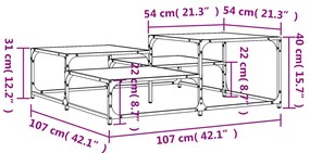 Τραπεζάκι Σαλονιού Καπνιστή Δρυς 107x107x40 εκ. Επεξεργ. Ξύλο - Καφέ