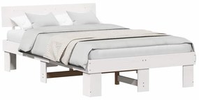 vidaXL Σκελετός Κρεβατιού Λευκό 135 x 190 cm Μασίφ ξύλο πεύκου