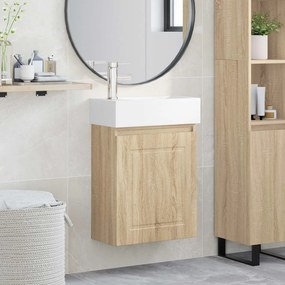 vidaXL Μονάδα μπάνιου με βρύση Sonoma Δρυς 45,5 x 22,5 x 84 εκ