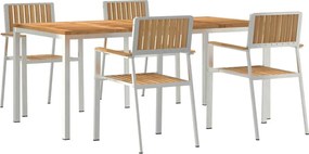 vidaXL Σετ Εξωτερικής Τραπέζης 5 pcs Καφέ Στερεό Ξύλο Τίκ