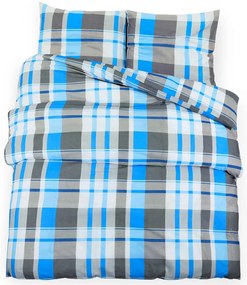 vidaXL Σετ Παπλωματοθήκης Μπλε και Γκρι 140x200 εκ. Βαμβακερό