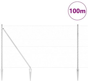 vidaXL Φράχτης με Στήλες. Ασημί 1.6 x 100 m Ατσάλι με επικάλυψη PVC