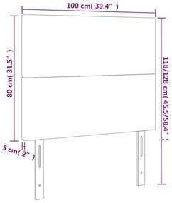 vidaXL Κεφαλάρι Κρεβατιού LED Σκούρο Καφέ 100x5x118/128εκ. Υφασμάτινο