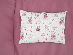 DIMCOL Μαξιλαροθήκη Εμπριμέ bebe Cloudy Bear 582 35X45 White-Pink 100% Cotton