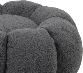 Σκαμπό Nester pakoworld μπουκλέ ύφασμα σε γκρι απόχρωση Φ60x31εκ