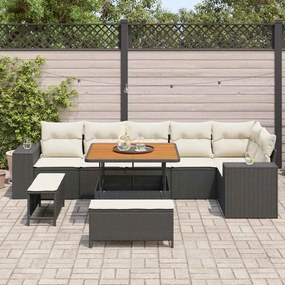 vidaXL Σετ Καναπέ Κήπου 9 pcs Μαύρο, Κρέμα 100 x 100 x 71 cm