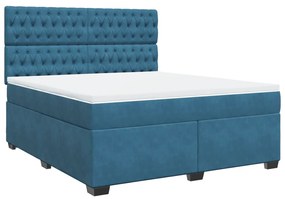 vidaXL Κρεβάτι Boxspring με Στρώμα Μπλε 180x200 εκ. Βελούδινο