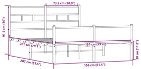 ΠΛΑΙΣΙΟ ΚΡΕΒΑΤΙΟΥ ΧΩΡ. ΣΤΡΩΜΑ SONOMA ΔΡΥΣ 150X200ΕΚ. ΕΠ. ΞΥΛΟ 4017292