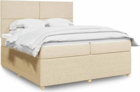 vidaXL Κρεβάτι Boxspring με Στρώμα Κρεμ 200x200 εκ. Υφασμάτινο