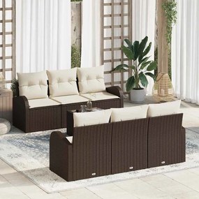 vidaXL Σετ Καναπέ Κήπου 7 pcs Καφέ 55 x 55 x 37 εκ Πολυ ράταν