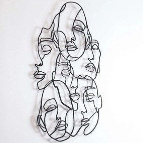 Διακοσμητικό Τοίχου Faces Line 507ATP1195 58x79cm Black Wallity Steel