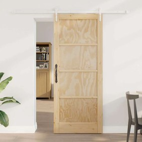 vidaXL Συρόμενη πόρτα  με σετ εξαρτημάτων 83x202 εκ. Συμπαγής ξύλο πεύκου