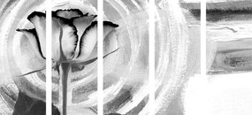 Εικόνα 5 τμημάτων τριαντάφυλλο σε καμβά σε ασπρόμαυρο - 200x100