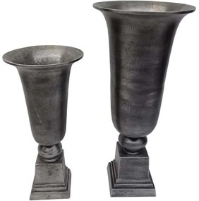 Βάζο Devi (Σετ 2Τμχ) 022163 24x24x50cm Antique Silver Αλουμίνιο