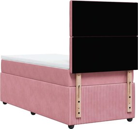 vidaXL Κρεβάτι Boxspring με Στρώμα Ροζ 90x200 εκ. Βελούδινο