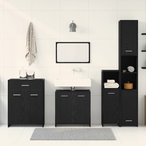 vidaXL Σετ Επίπλων Μπάνιου 4 κομμάτια Μαύρη Βελανιδιά Επεξεργασμένο Ξύλο