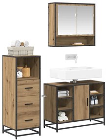 vidaXL Σετ Επίπλων Μπάνιου 3 pcs Artisan Oak Επεξεργασμένο ξύλο