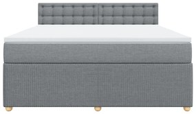 vidaXL Κρεβάτι Boxspring με Στρώμα Ανοιχτό Γκρι 180x200 εκ. Υφασμάτινο