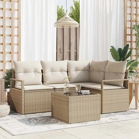 vidaXL Σετ Καναπέ Κήπου 5 pcs Μπεζ Πολυ ράταν