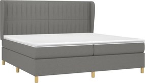 vidaXL Κρεβάτι Boxspring με Στρώμα Σκούρο Γκρι 200x200 εκ. Υφασμάτινο