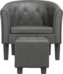 vidaXL Πολυθρόνα Μπάρελ με Υποπόδιο Γκρι από Συνθετικό Δέρμα