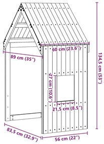 Οροφή Κρεβατιού Παιδική 60x89x134,5 εκ. από Μασίφ Ξύλο Πεύκου - Καφέ