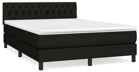 vidaXL Κρεβάτι Boxspring με Στρώμα Μαύρο 140x190 εκ. Υφασμάτινο