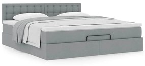 Οθωμανικό κρεβάτι με στρώμα ανοιχτό γκρι 180x200cm ύφασμα