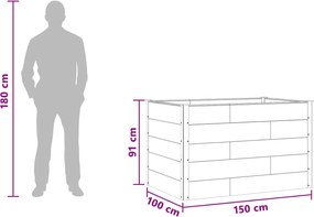 vidaXL Υπερυψωμένη Ζαρντινιέρα Μαύρο 150 x 100 x 91 cm