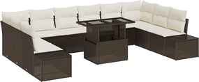 vidaXL Σετ Καναπέ Κήπου με αποθήκευση 11 pcs Καφέ Πολυ ράταν