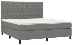 ΚΡΕΒΑΤΙ BOXSPRING ΜΕ ΣΤΡΩΜΑ &amp; LED ΣΚ.ΓΚΡΙ 160X200 ΕΚ ΥΦΑΣΜΑΤΙΝΟ 3135126