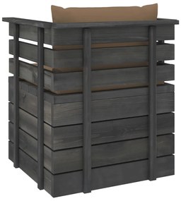 vidaXL Πολυθρόνα Κήπου από Ξύλο Πεύκου με Μαξιλάρια