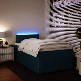 vidaXL Κρεβάτι Boxspring με Στρώμα Μπλε 120x190 εκ. Βελούδινο