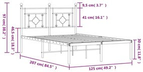 Πλαίσιο Κρεβατιού με Κεφαλάρι Λευκό 120 x 200εκ. Μέταλλο - Λευκό