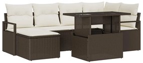 vidaXL Σετ Καναπέ Κήπου με μαξιλάρι 7 pcs Καφέ και κρεμ